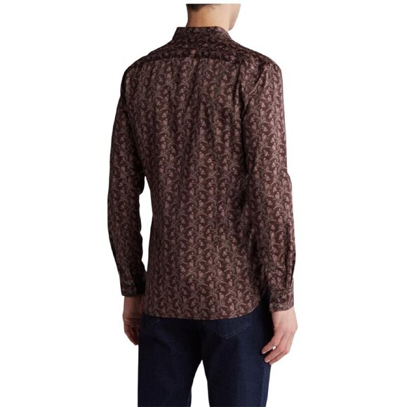 John Varvatos Mens Red Wine Ross Collared Floral Button Up Shirt Sz L New - Picture 2 of 10